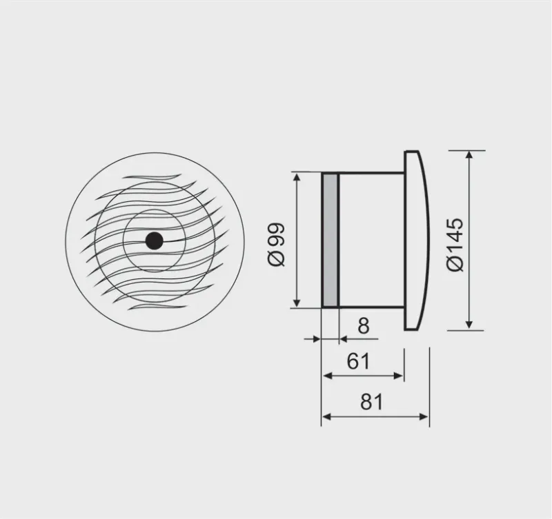 Varmebestandig badstuvifte MM-S ⌀100mm, 105 m³/t, plast